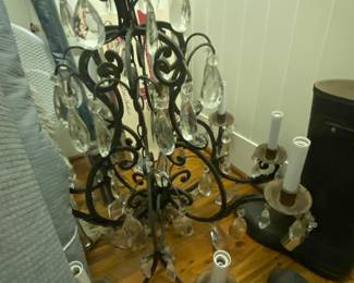 Crystal and Wrought Iron Chandelier