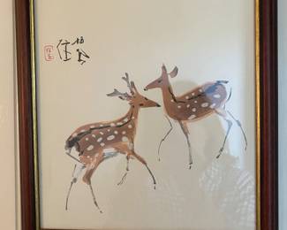 Signed Deer Print Asian