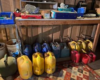 Kerosene, gas and diesel cans 