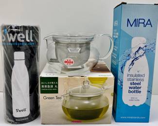 New In Box Japanese Hario Teapot & Water Bottles By Swell & Mira
Lot #: 159
