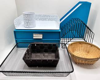 Unused Bigso Office Storage Boxes From The Container Store, Two 2-piece Desk Sets & 2 Baskets
Lot #: 109
