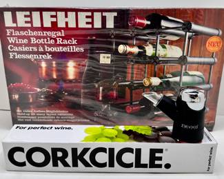 Leifheit New In Box Wine Bottle Rack From West Germany, Zevro Wine Aerator & Dispenser & Corkcicle
Lot #: 124