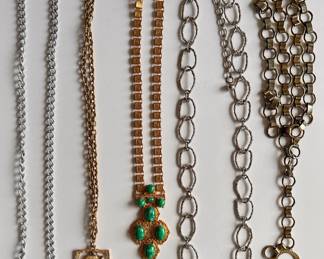 4 Large Chain Necklaces & 1 Chain Belt, Some Vintage
Lot #: 80