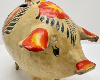 
Vintage Mexican Folk Art Hand Painted Papier Mache Piggy Bank
Lot #: 57