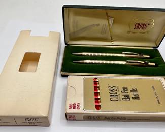 
Vintage Cross 4501 10k Gold Filled Ball Pen & Mechanical Pencil Boxed Set, 12 Ball Pen Refils, ITT Promo
Lot #: 10
