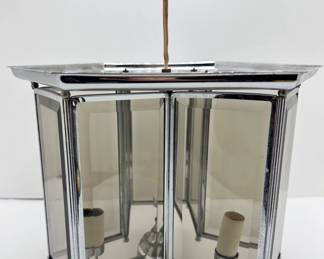 Vintage Union Made Chromed Metal & Glass 3 Bulb Chandelier
Lot #: 17