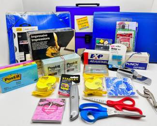 Office Supplies: File Folders, Post-Its, Hole Puncher, Utility Knife & More, Mostly New
Lot #: 149
