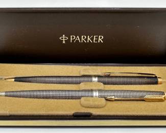 Vintage Parker Sterling Silver With Gold Accents Ballpoint Pen & Mechanical Pencil Boxed Set ITT Promo
Lot #: 3