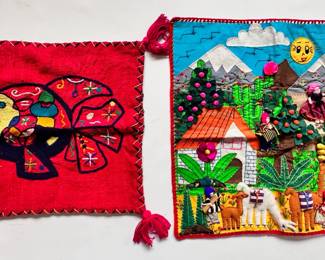 South American Folk Art Handmade Pillow Cover & Wall Hanging
Lot #: 86