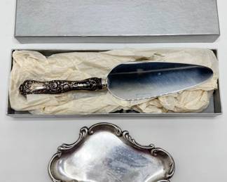 Vintage Ornate Sterling Silver Platter & Cake Server With Sterling Silver Handle In Original Box
Lot #: 45