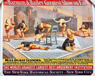 1990s Barnum & Bailey Circus Contortionist Poster, Copyright 1890, New, Still Rolled
Lot #: 11