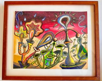 Original 1987 Nick Lawrence Desert Flowers, Gouache On Paper Painting With Receipt
Lot #: 49