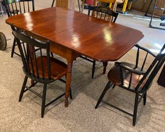 Cherry Drop Leaf Table & 4 Hitchcock Chairs