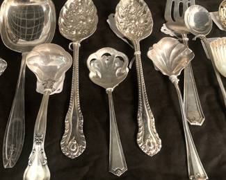 Assorted sterling and silverplate serving pieces