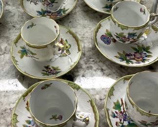 Herend cups & saucers from Hungary - hand painted porcelain 