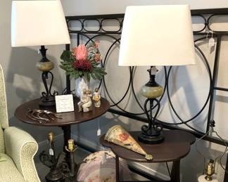 King headboard; side tables; matching lamps