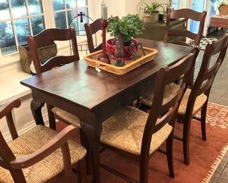 Rectangular table; 6 chairs (with rush seats) sold separately from the table
