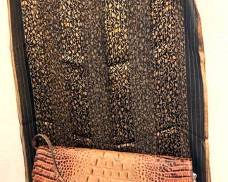 Another silk scarf; embossed handbag