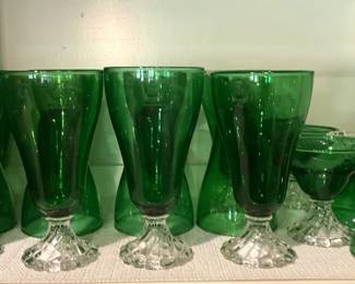 Dark green glassware