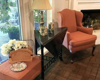 Wingback chair and ottoman