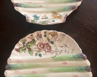 Two or four WAA Floribel French Majolica (1870's) shell-shaped plates