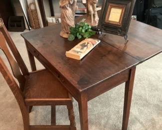 Vintage drop-leaf desk/table;  chair