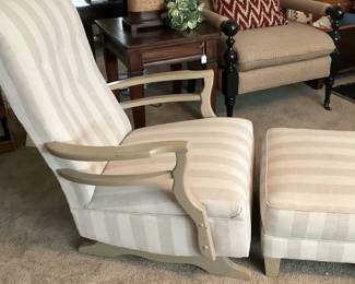 Vintage re-upholstered chair & ottoman
