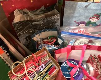 An abundance of ribbon and gift bags