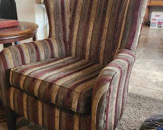 Striped Tall Wingback Chair