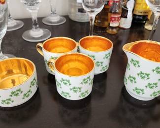 Vintage DUCHESS Bone China Shamrocks Egg Cups set of 3 w/ Cream & Sugar