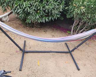 Akari 9.5 ft Portable Outdoor Patio Double Hammock Swing Bed with Metal Stand