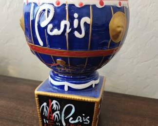 Las Vegas Paris Blue Ceramic Hot Air Balloon Lid Drink Container Souvenir Casino