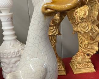 Large Ceramic Duck with Crackle Look