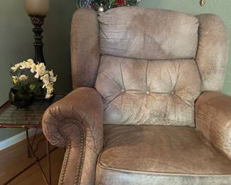 Leather Recliner, Potted Orchid Silk Plant