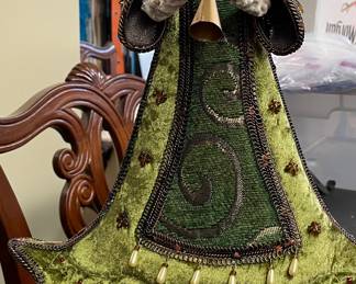 Angel in Olive Green Velvet with Trumpet