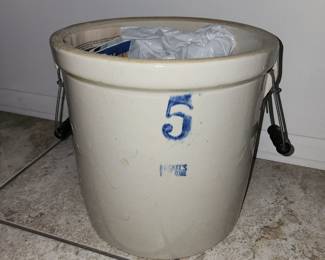 Antique Ruckels 5 Gallon Crock with Original Handles