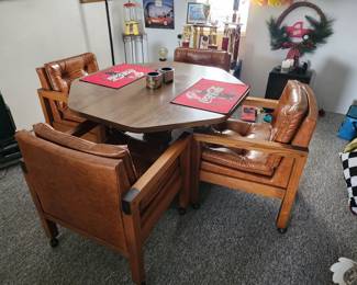 Game Table with Set of 4 Rolling Chairs