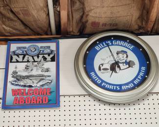 Navy Sign - Bill's Garage Clock