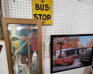 Vintage Mirror - Vintage Bus Stop Sign