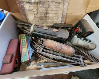 Antique Metal Santa Fe Train Set