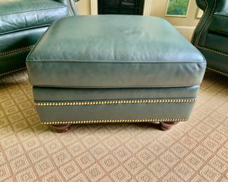 Green leather ottoman - 18" H, 26" W, 21" D - not sold separately