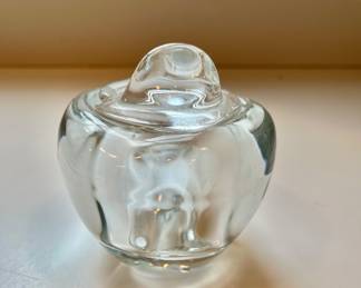 $50 - Elsa Peretti for Tiffany Crystal Glass Apple Jam Lidded Jar Trinket Box France