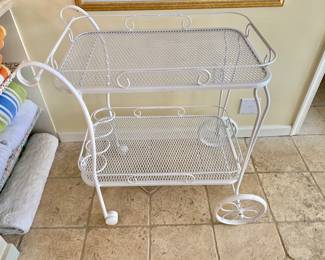 $325 - Woodard wrought iron tea cart - 35.5" H, 29.5" W, 18.5" D