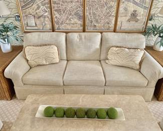 $1,800 - 3 cushion sofa reupholstered 2023 in Thibault Ashbourne Tweed fabric - 31" H, 84" L, 36" D, seat height 16" - Pillows not for sale