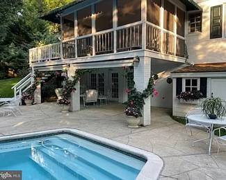 Outdoor view - Woodard wrought iron, Briarwood pattern patio set - $375 - Each table/chair set