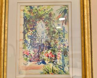 $75 - C. ALEXANDRIA HOUGHTON BENNINGTON WATERCOLOR PRINT FRAMED AND MATTED #2 - 11.5" H x 9.75" W