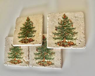 $20 - Set of 4 Christmas tree tiles 