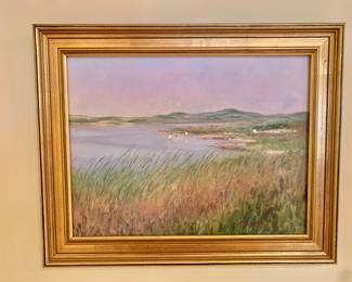 $450 - "Wading" Sachem  Pond, Block Island original painting by Donna Gilberto - 12.5" H x 15.5" W