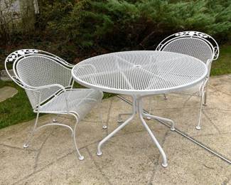 $250 - Wrought iron cafe table and 2 chairs - 41"D x 28"H