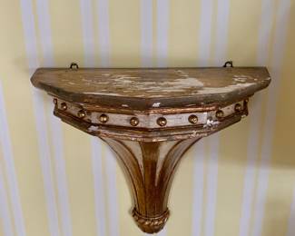 $150 - John Rosselli Antiques gold gilt wall shelf #2 - 10" H, 11.5" W, 5.75" D